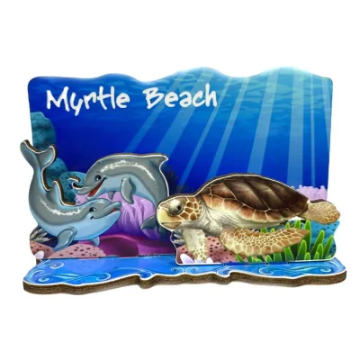 Aimant de réfrigérateur personnalisé en MDF pour touristes de plage, couche 3D, Souvenir en bois, aimant tortue